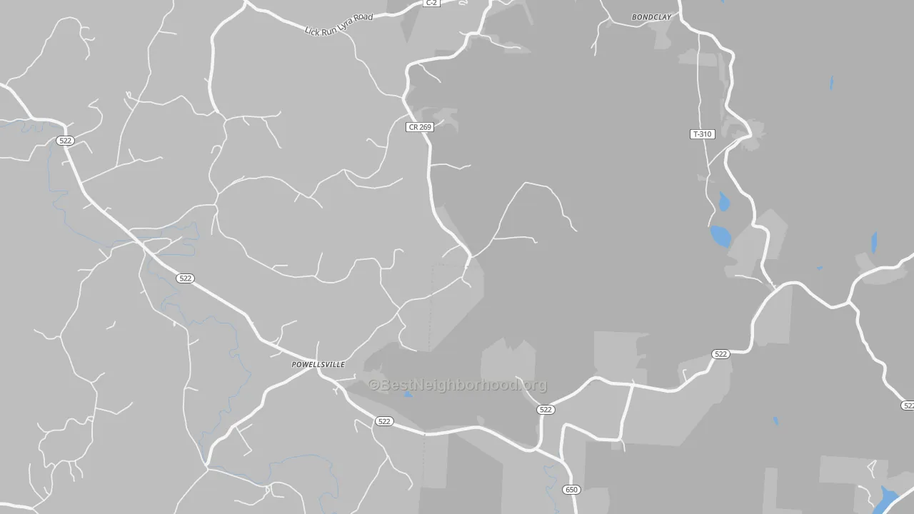 Bike Grade map of Powellsville, OH
