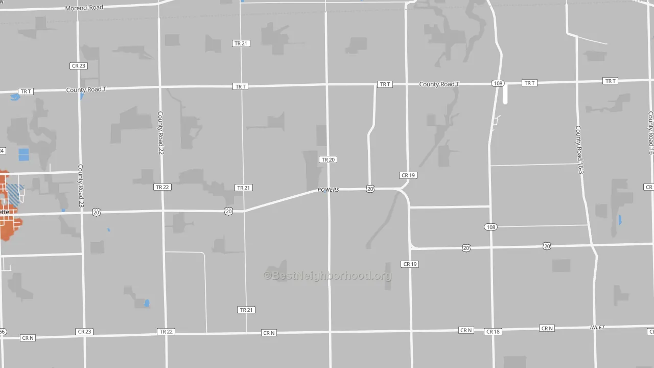 Bike Grade map of Powers, OH
