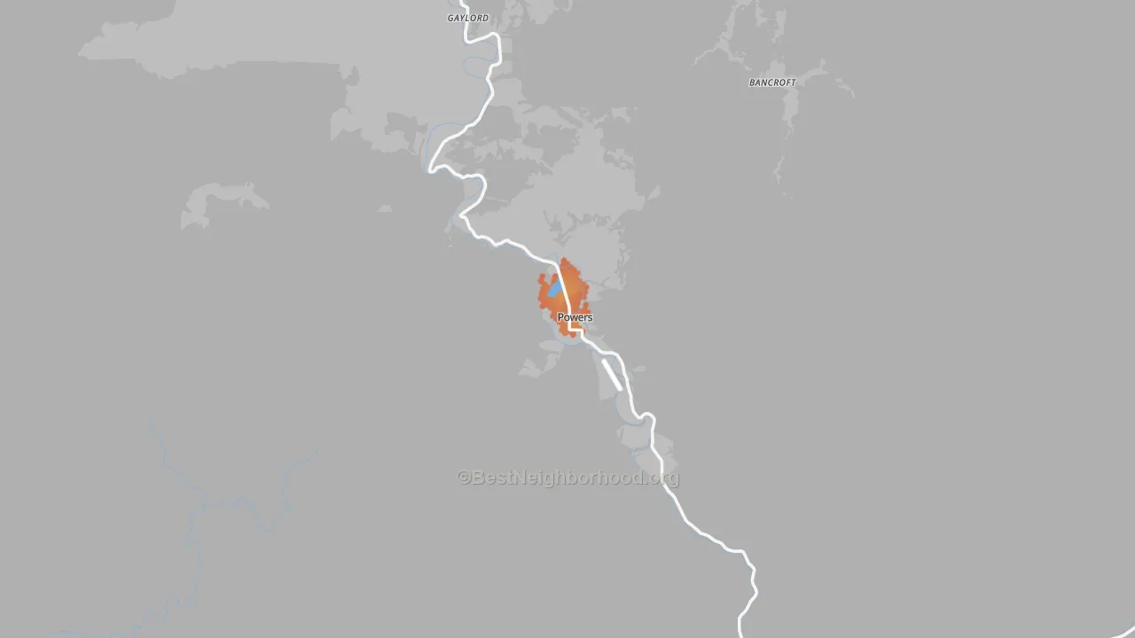 Bike Grade map of Powers, OR