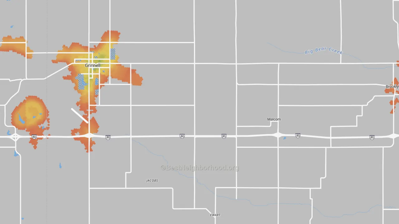 Bike Grade map of Poweshiek County, IA