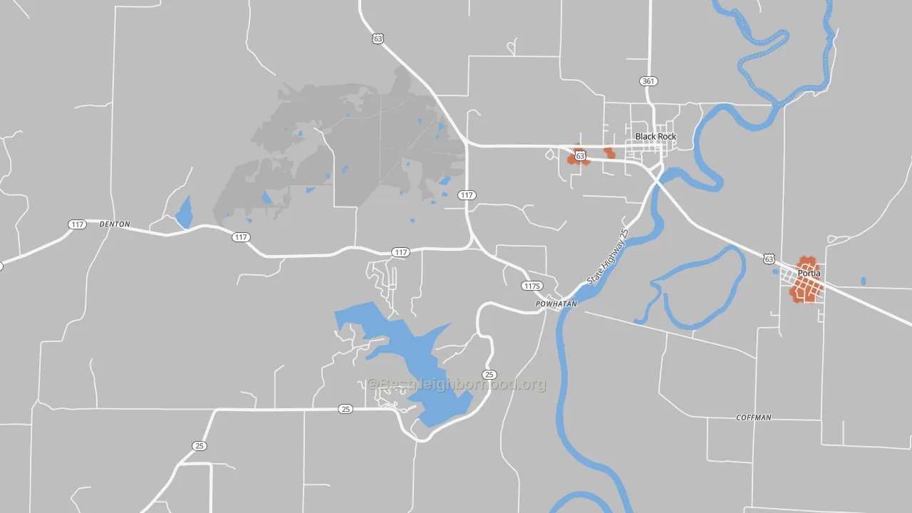 Bike Grade map of Powhatan, AR