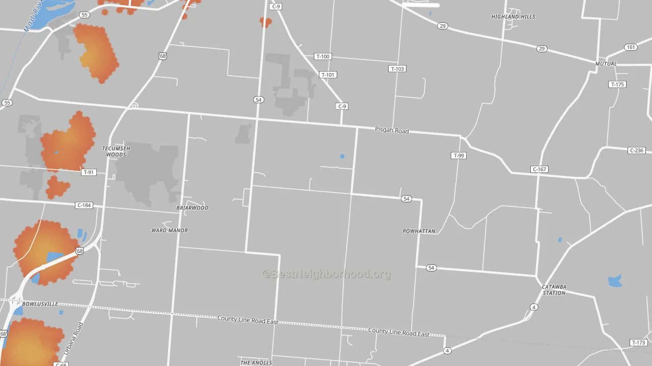 Bike Grade map of Powhatton, OH