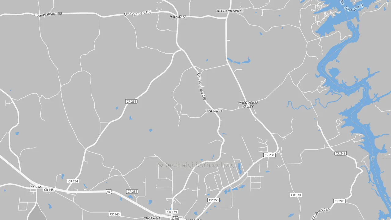 Bike Grade map of Powledge, AL
