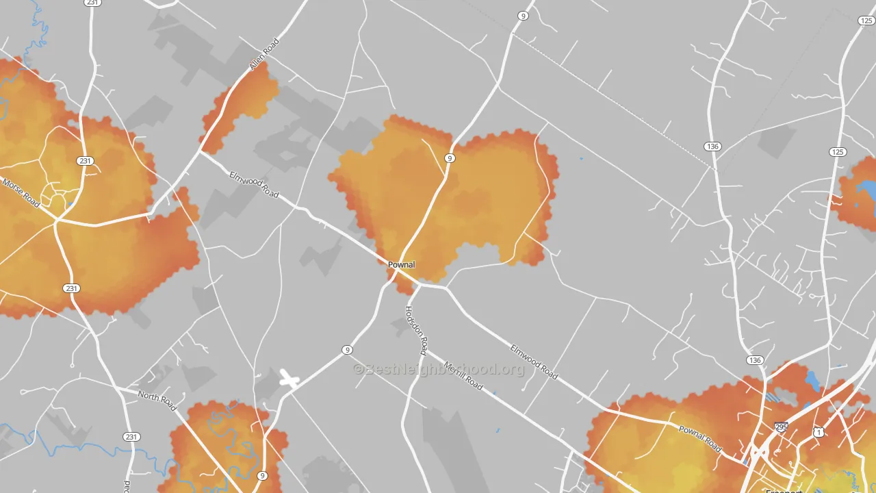 Bike Grade map of Pownal, ME