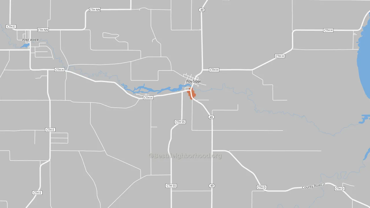 Bike Grade map of Poy Sippi, WI