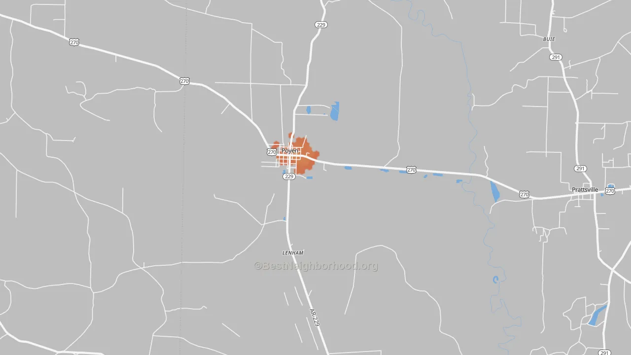 Bike Grade map of Poyen, AR