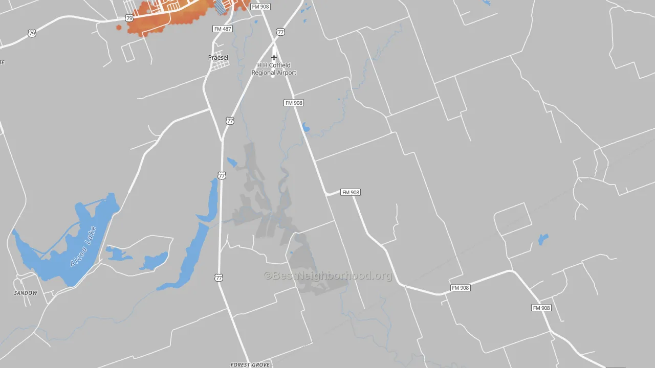 Bike Grade map of Praesel, TX