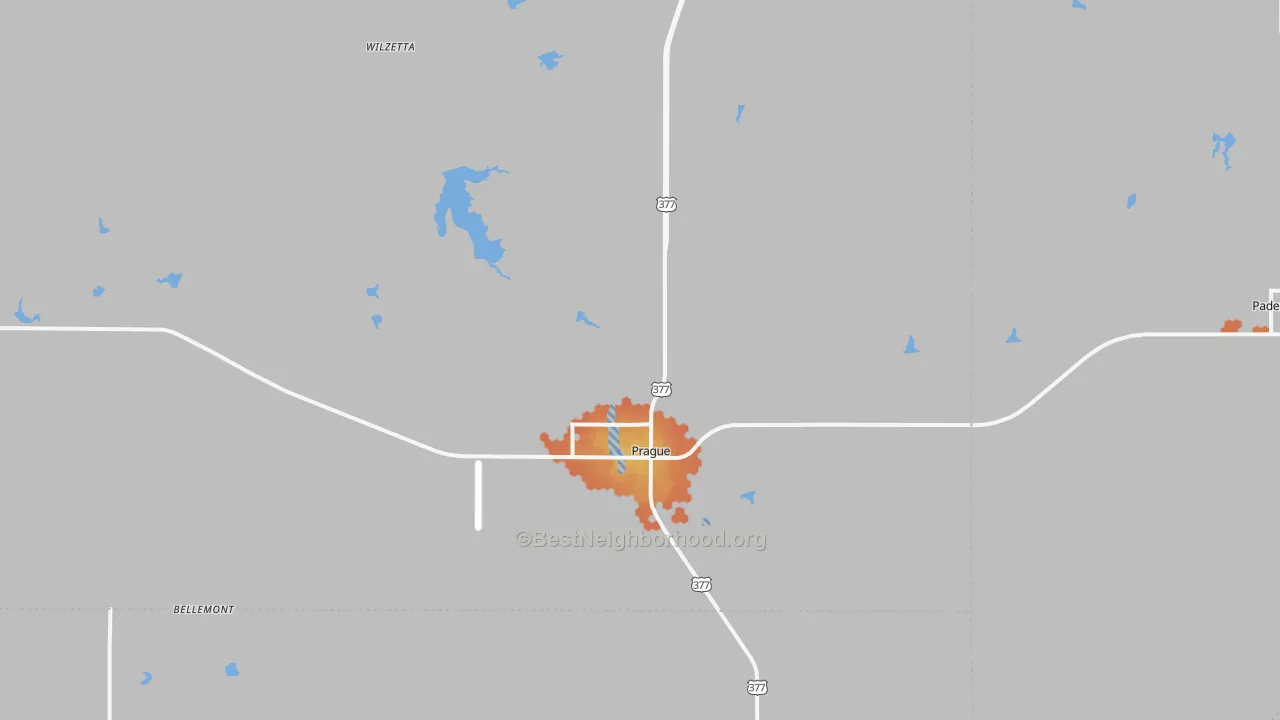 Bike Grade map of Prague, OK