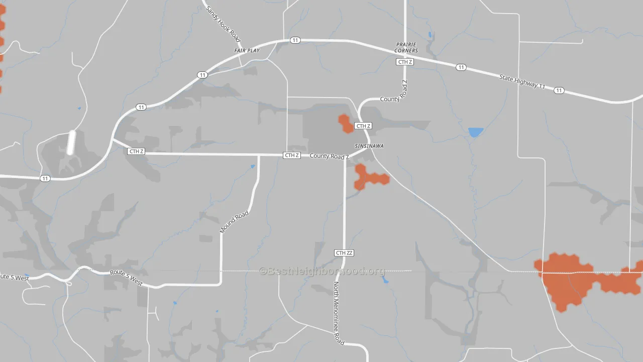Bike Grade map of Prairie Corners, WI