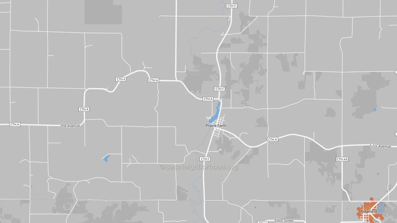 Bike Grade map of Prairie Farm, WI