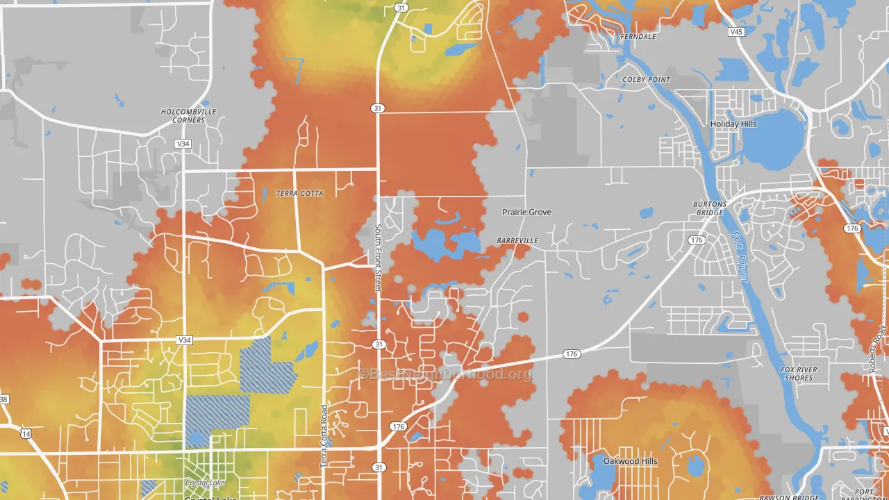 Bike Grade map of Prairie Grove, IL