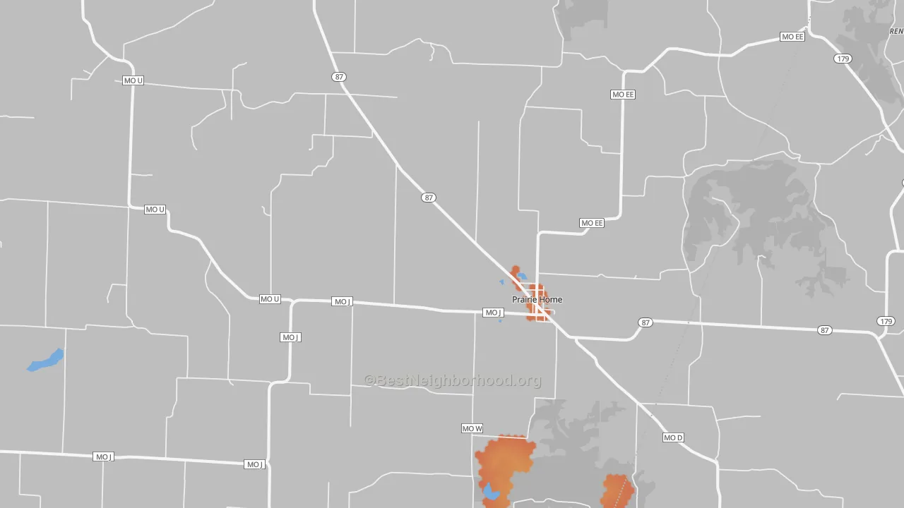Bike Grade map of Prairie Home, MO