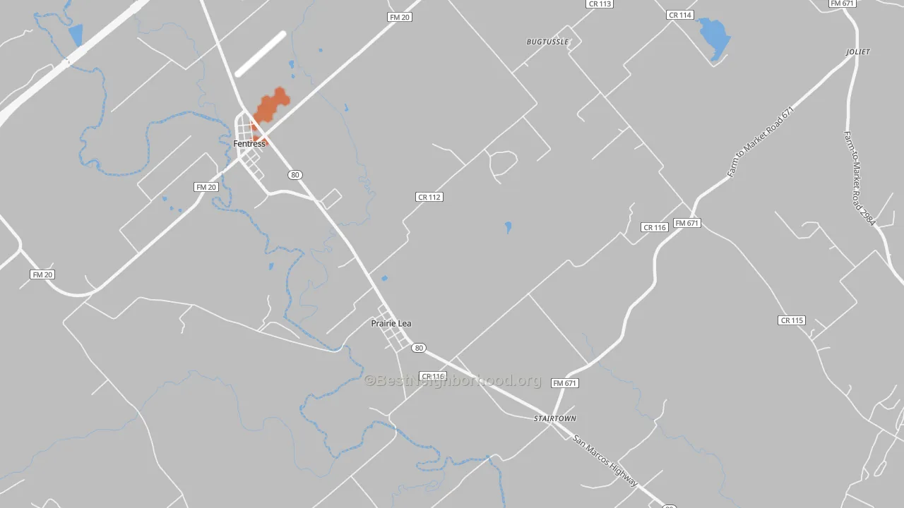 Bike Grade map of Prairie Lea, TX