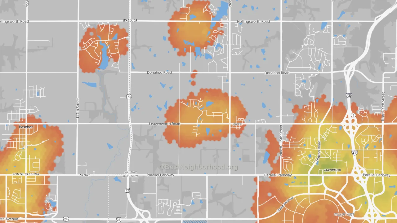 Bike Grade map of Prairie-Piper-KC-KS, Kansas City, KS