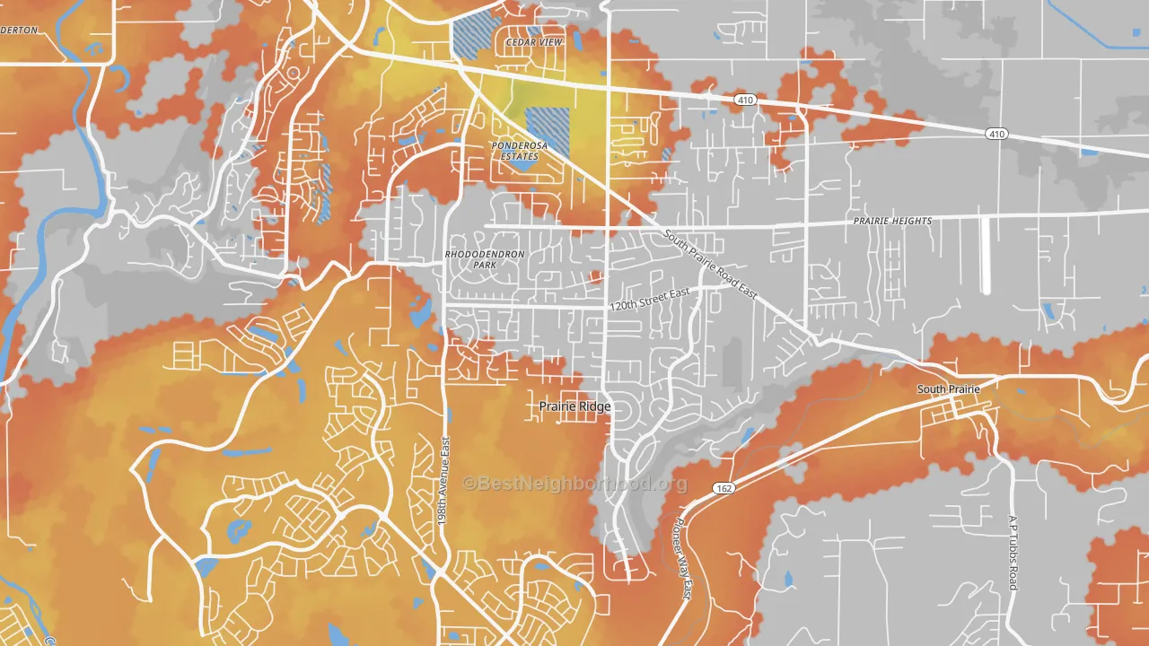 Bike Grade map of Prairie Ridge, WA