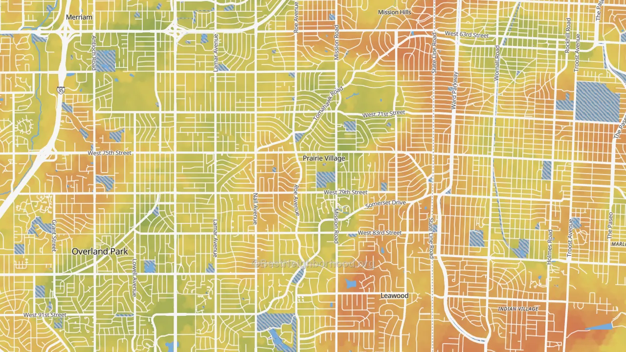 Bike Grade map of Prairie Village, KS
