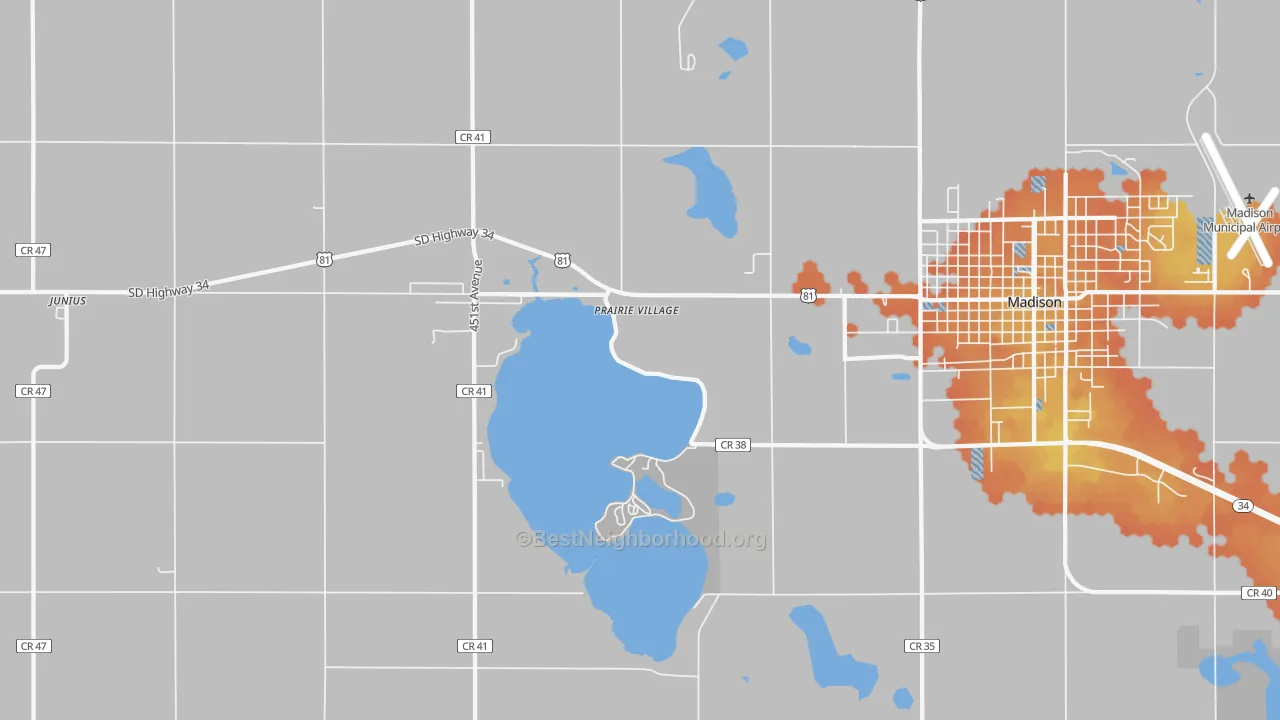 Bike Grade map of Prairie Village, SD