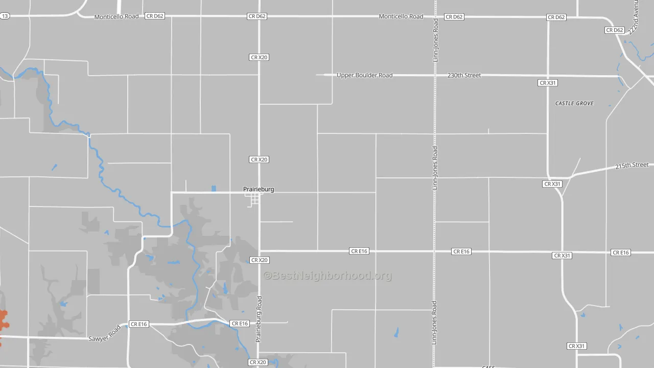 Bike Grade map of Prairieburg, IA