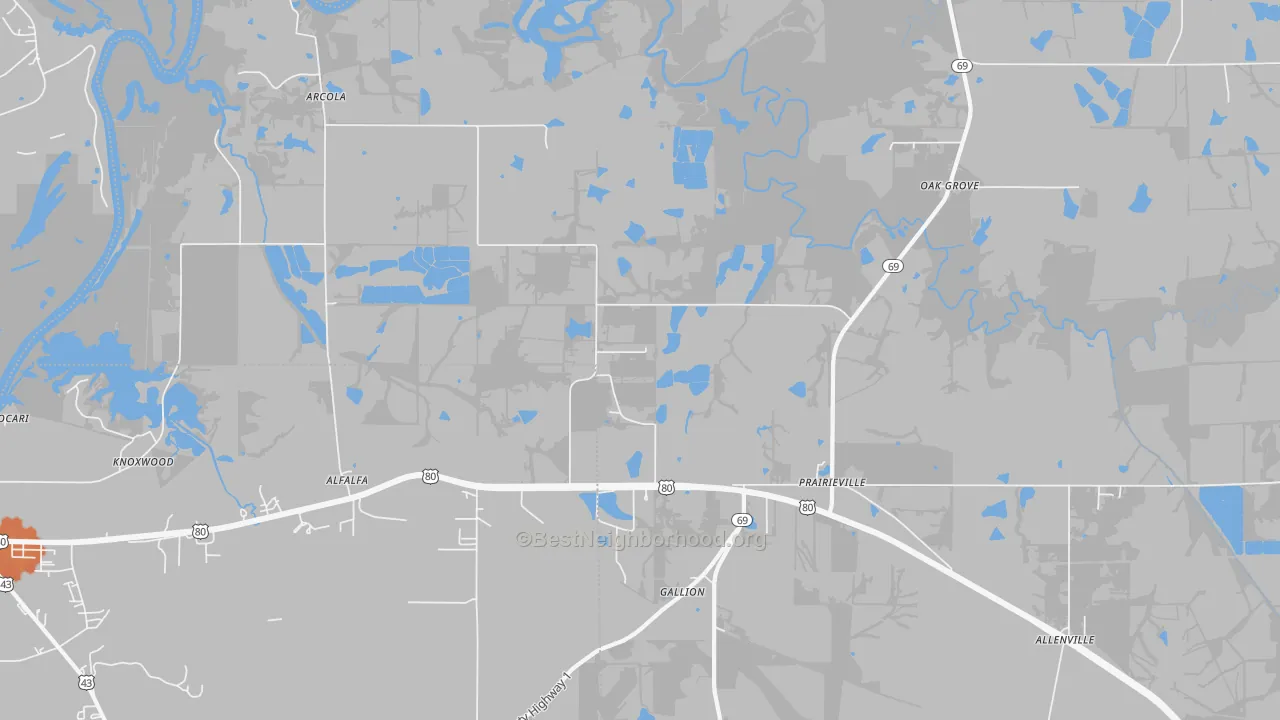 Bike Grade map of Prairieville, AL