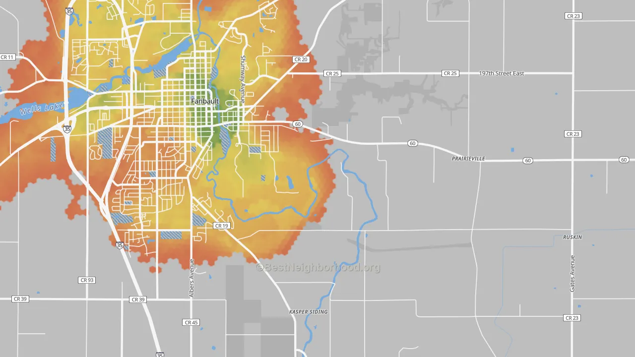 Bike Grade map of Prairieville, MN