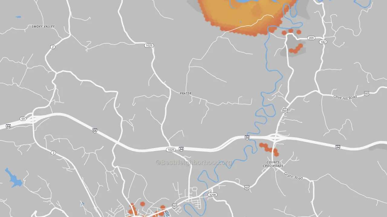 Bike Grade map of Prater, KY