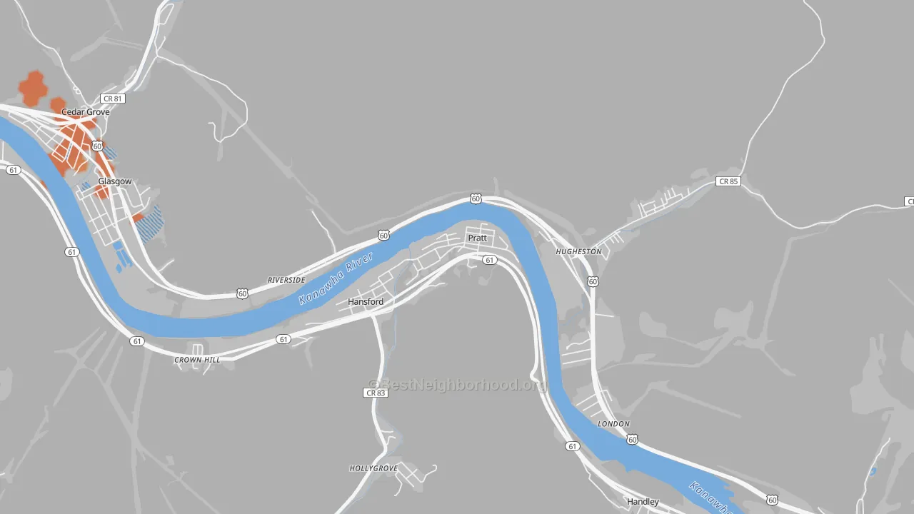 Bike Grade map of Pratt, WV