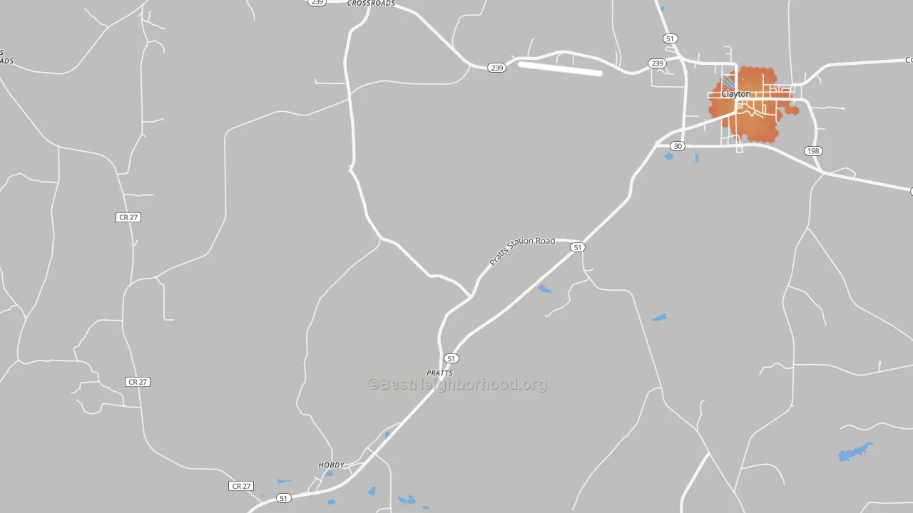 Bike Grade map of Pratts, AL