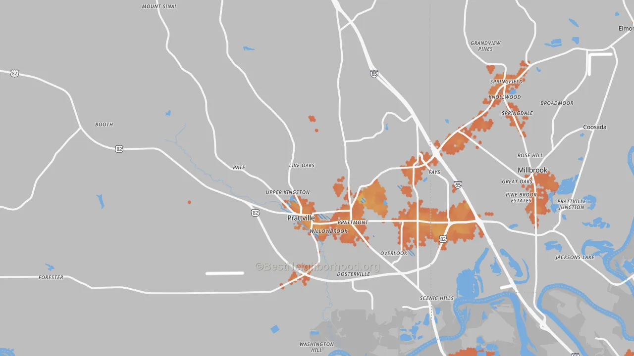 Bike Grade map of Prattville, AL
