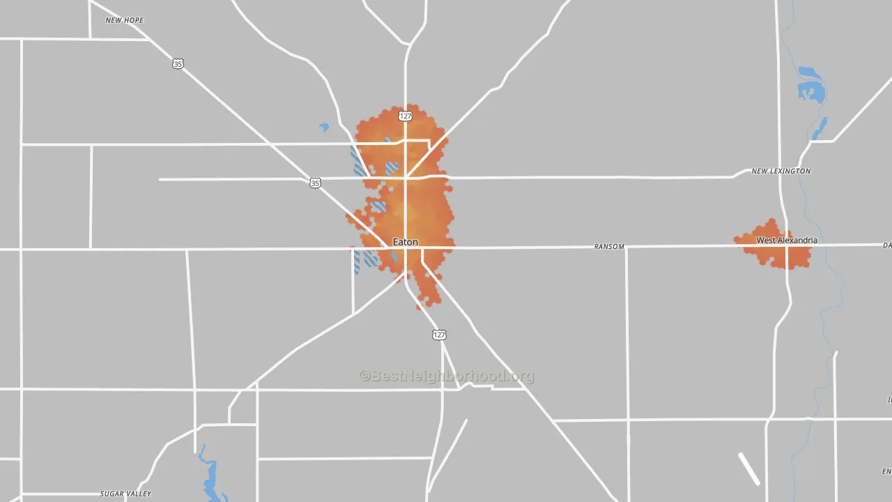 Bike Grade map of Preble County, OH