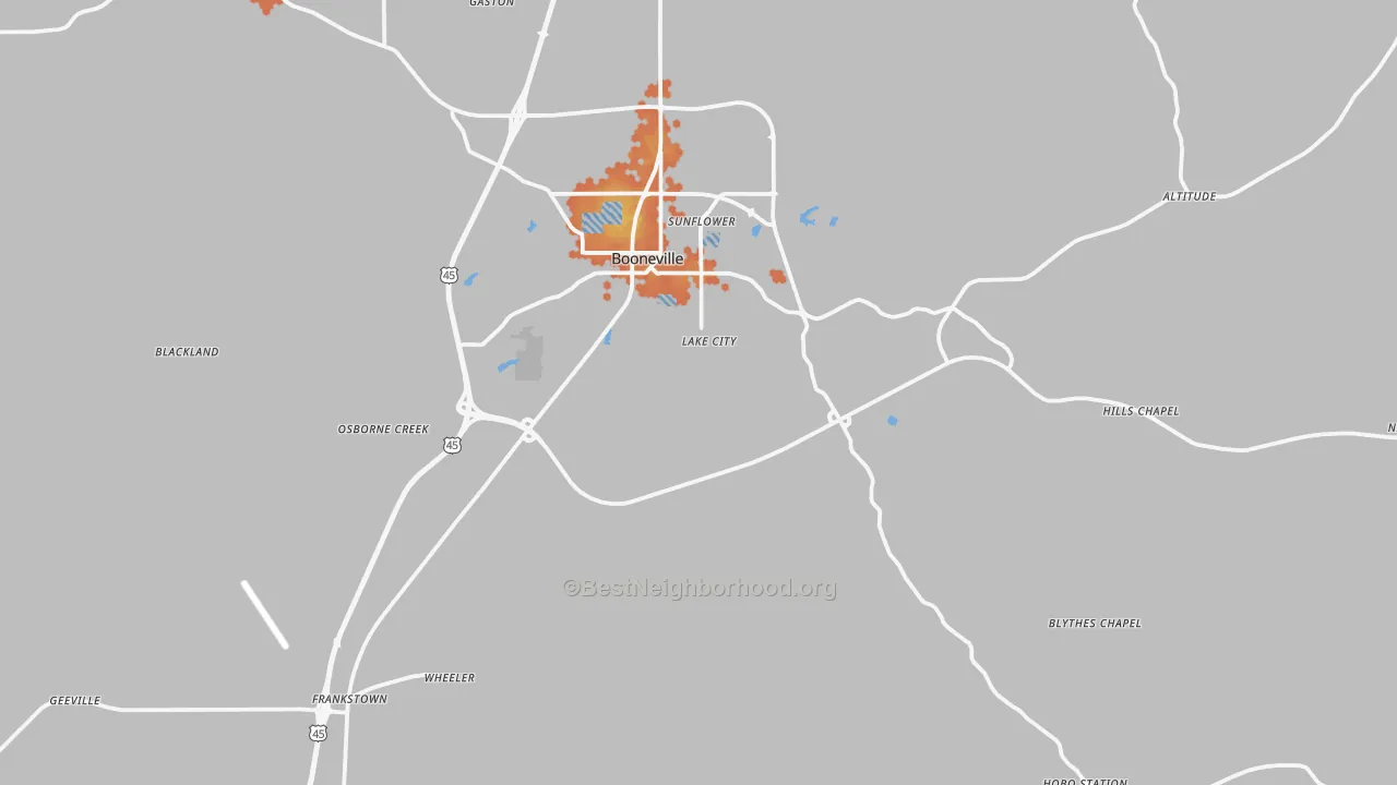 Bike Grade map of Prentiss County, MS