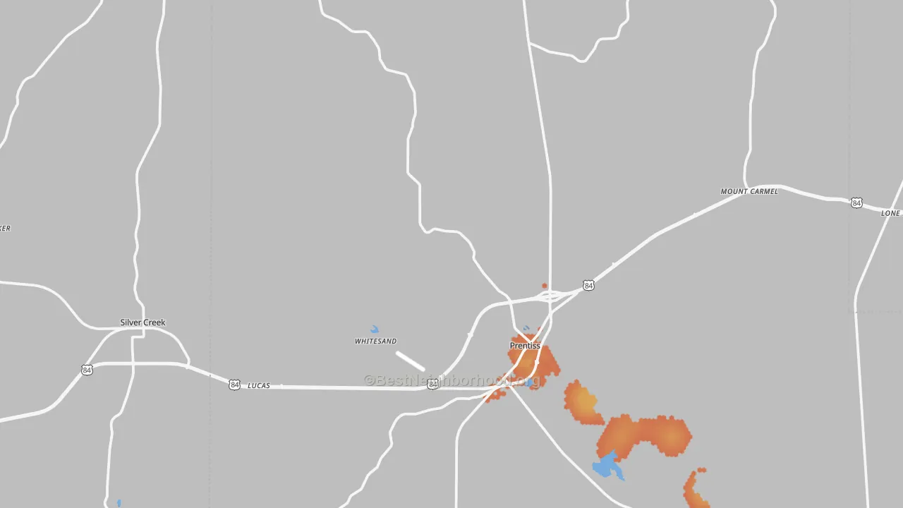 Bike Grade map of Prentiss, MS