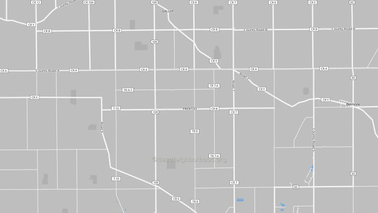Bike Grade map of Prentiss, OH