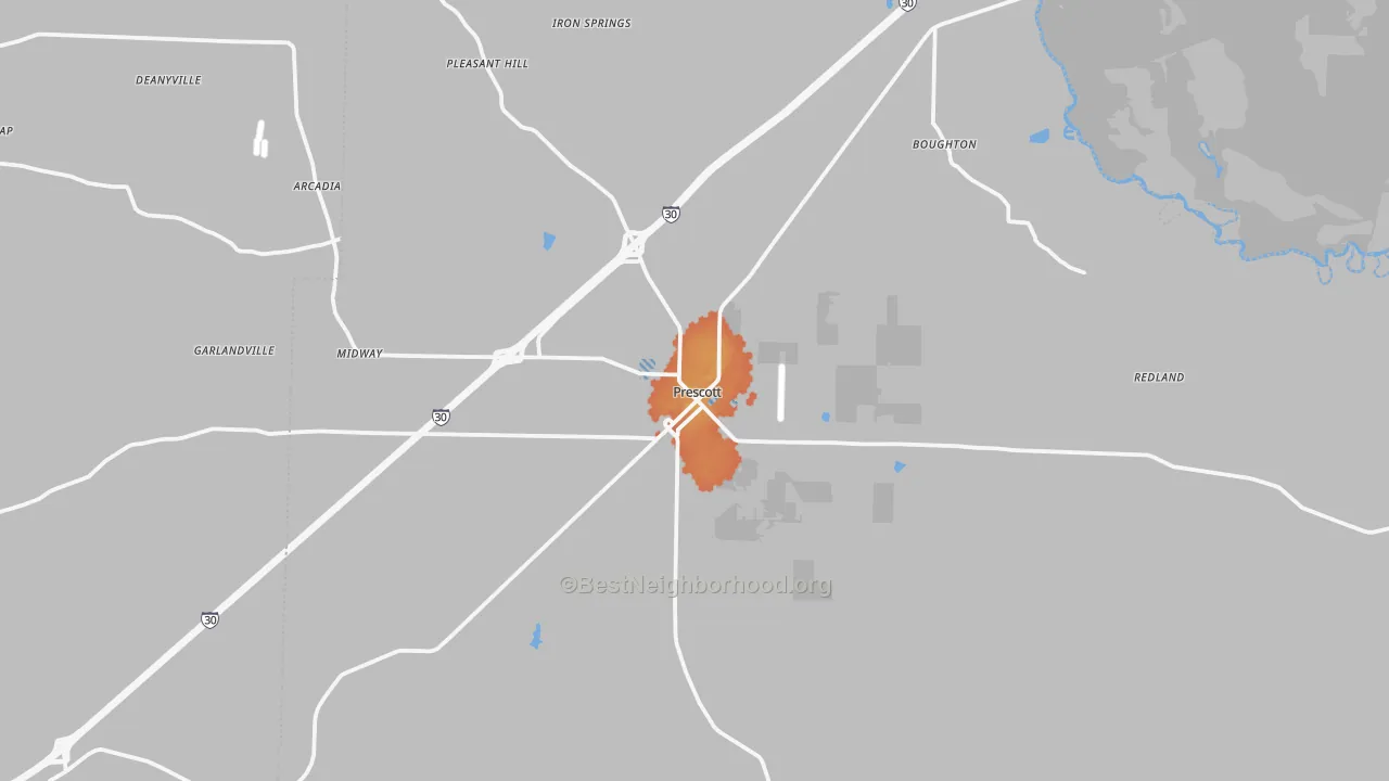 Bike Grade map of Prescott, AR