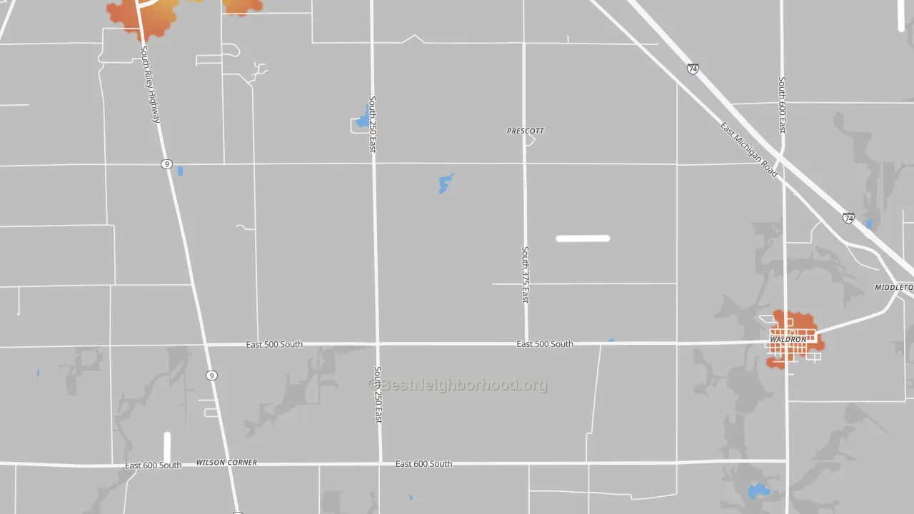 Bike Grade map of Prescott, IN