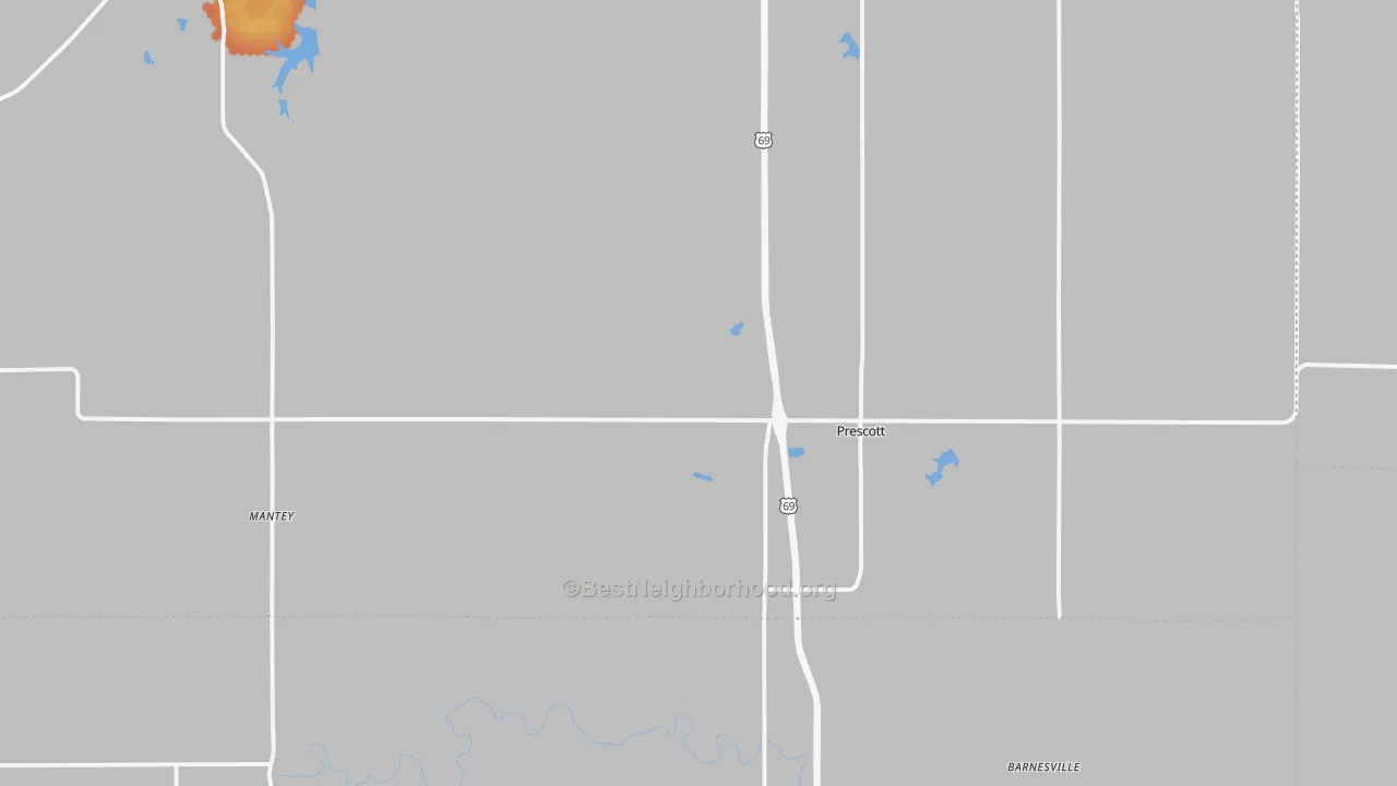 Bike Grade map of Prescott, KS