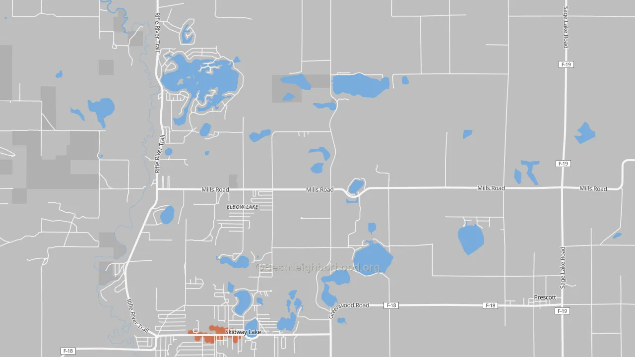 Bike Grade map of Prescott, MI