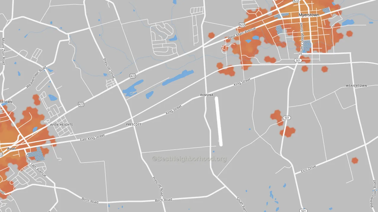 Bike Grade map of Prescott, PA