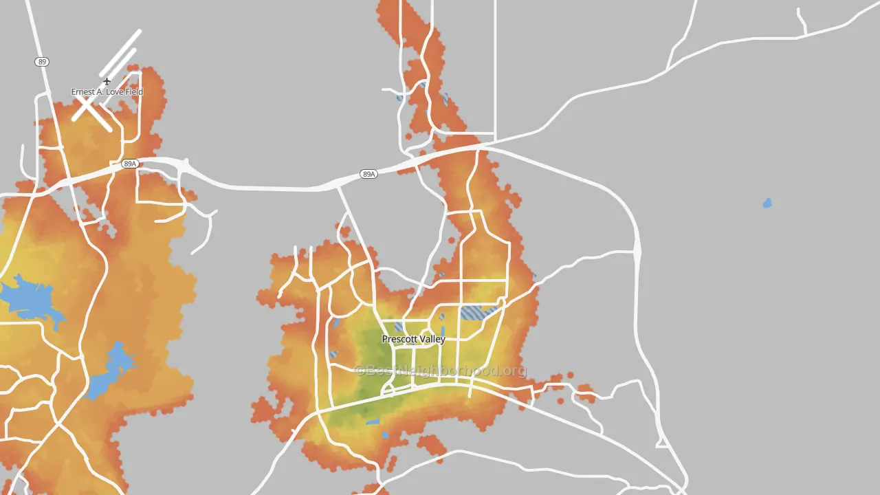 Bike Grade map of Prescott Valley, AZ