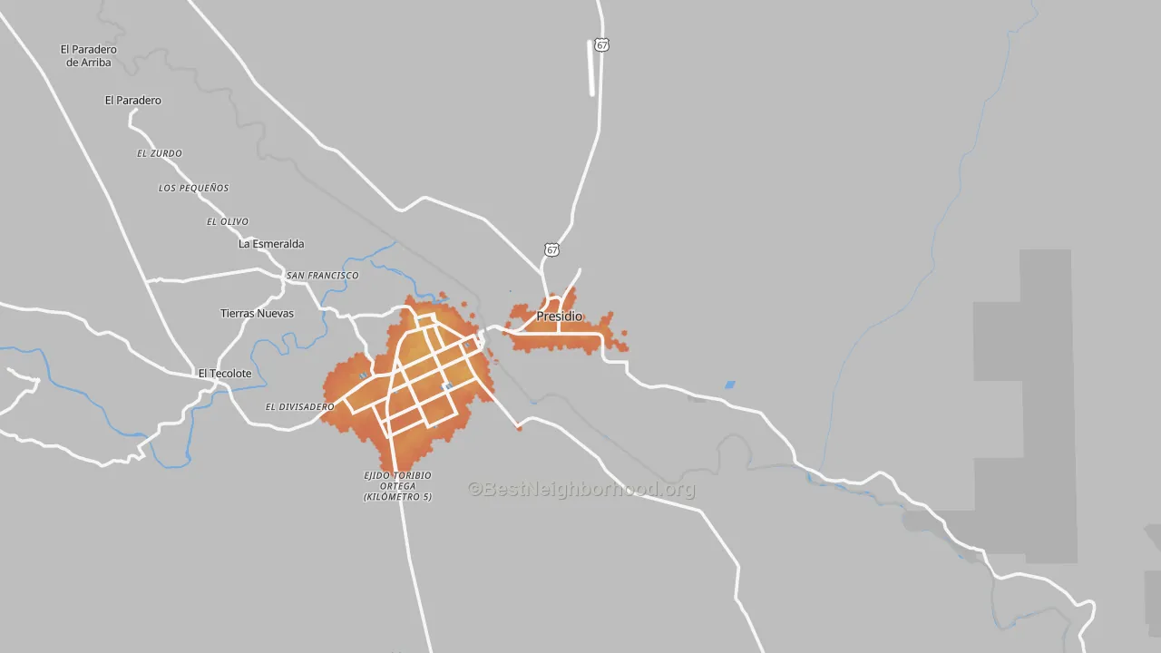 Bike Grade map of Presidio, TX