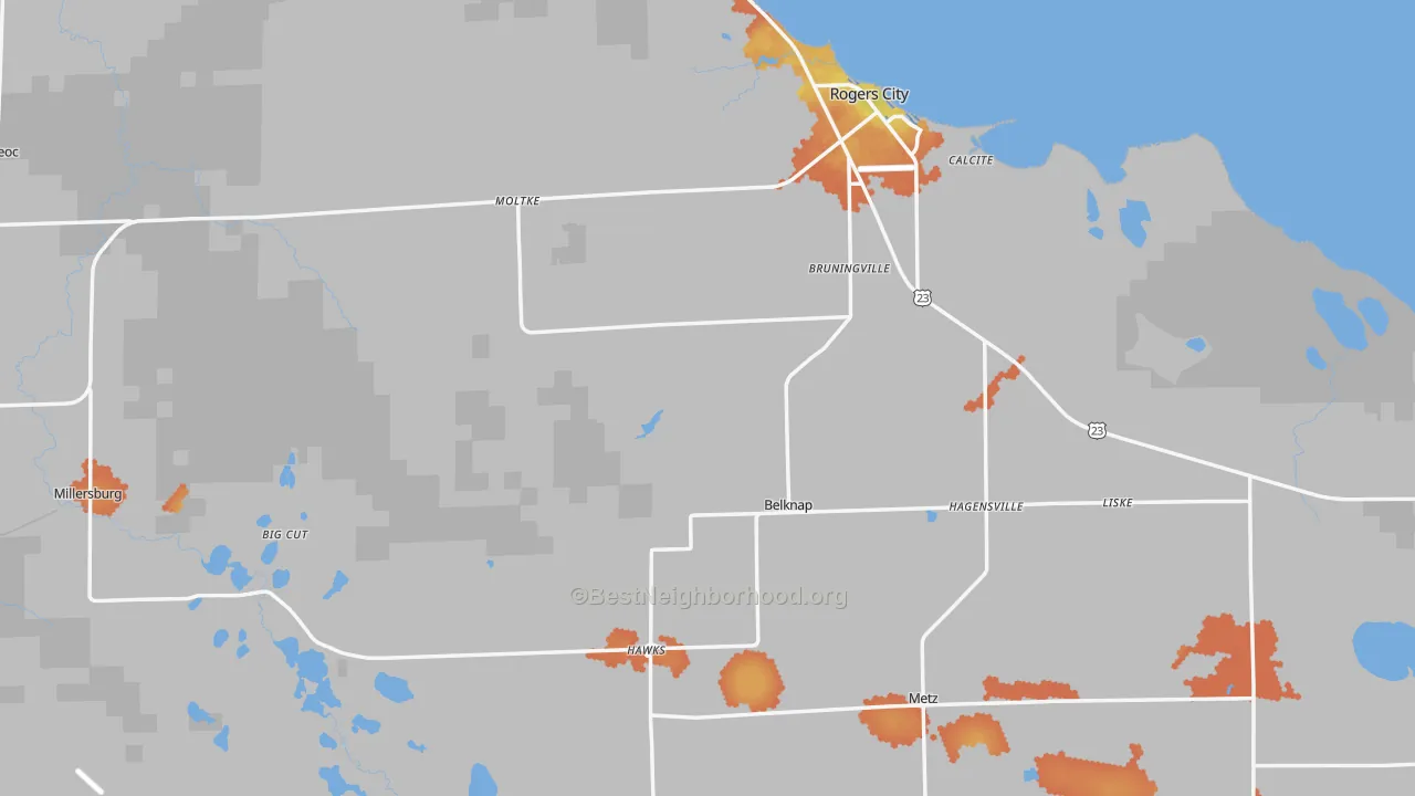 Bike Grade map of Presque Isle County, MI