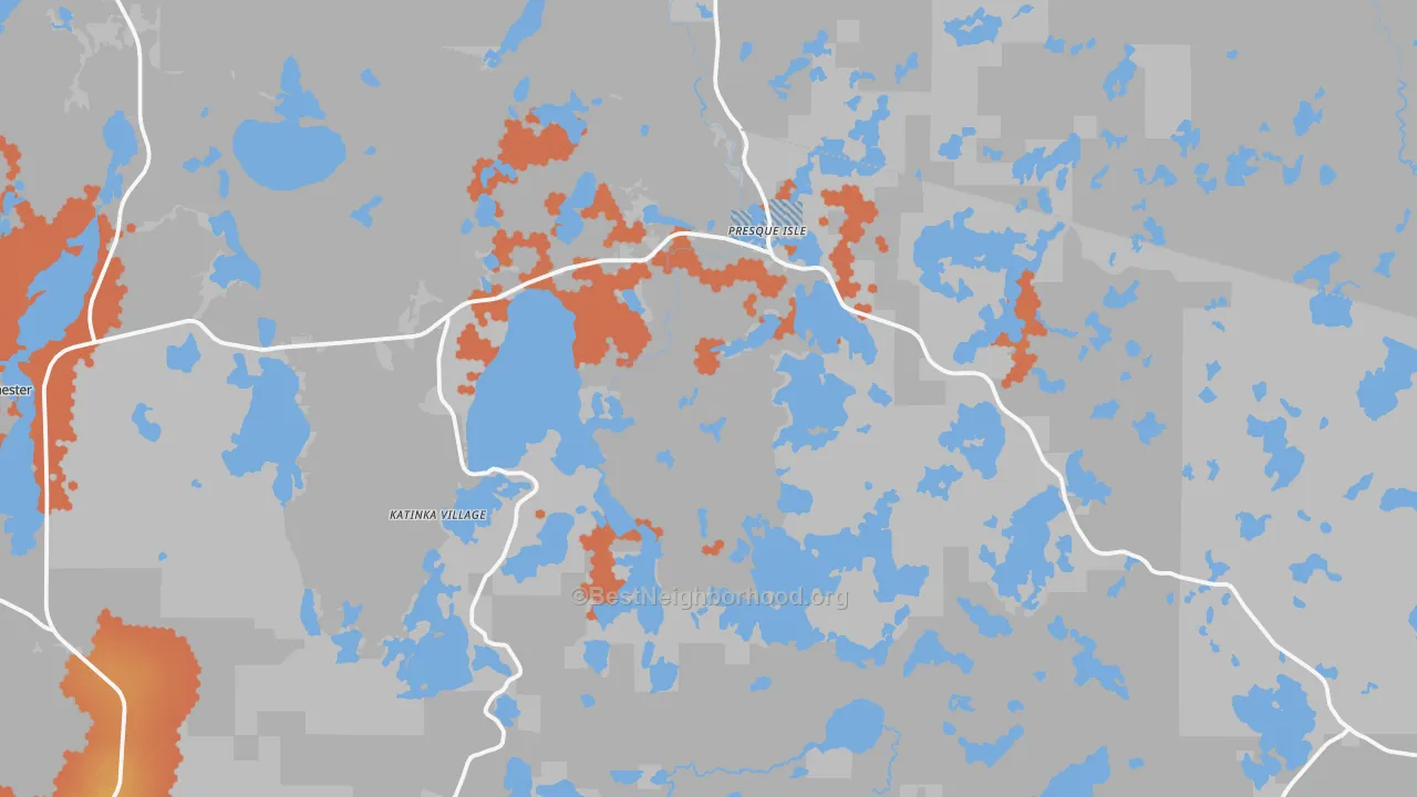 Bike Grade map of Presque Isle, WI