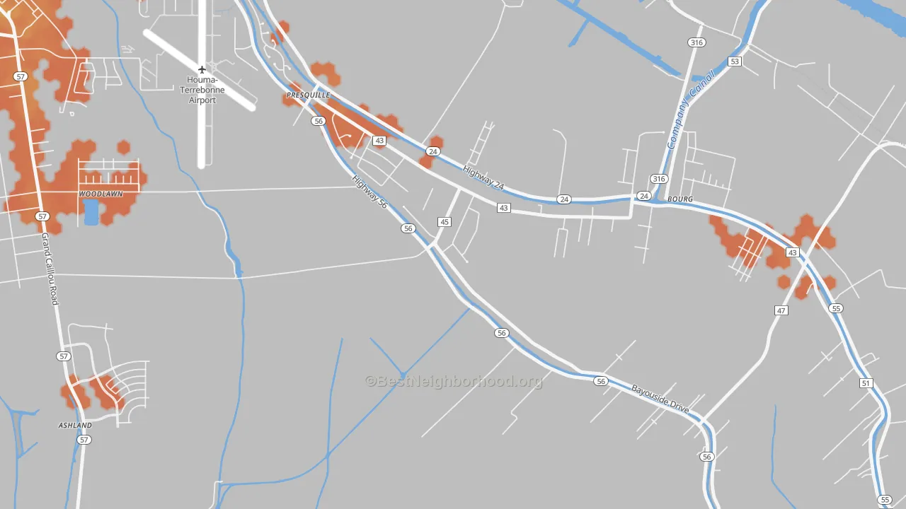 Bike Grade map of Presquille, LA