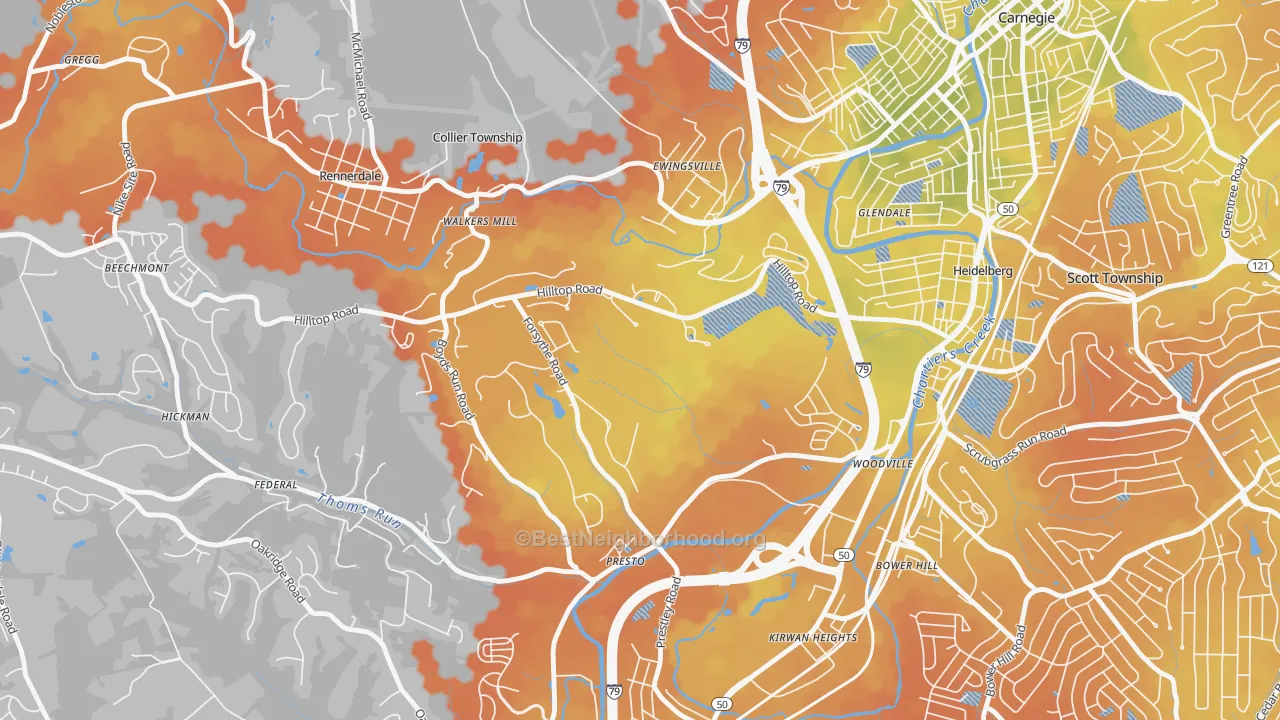 Bike Grade map of Presto, PA