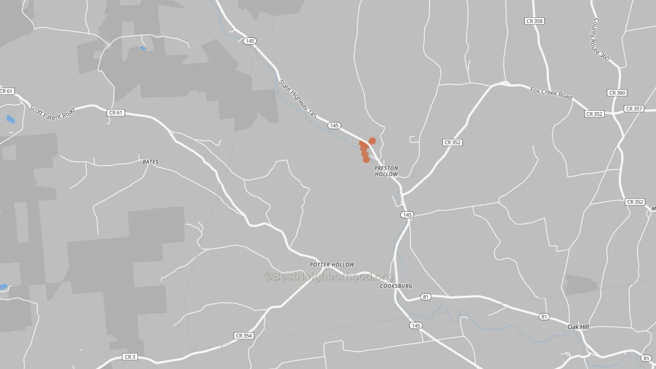 Bike Grade map of Preston Hollow, NY