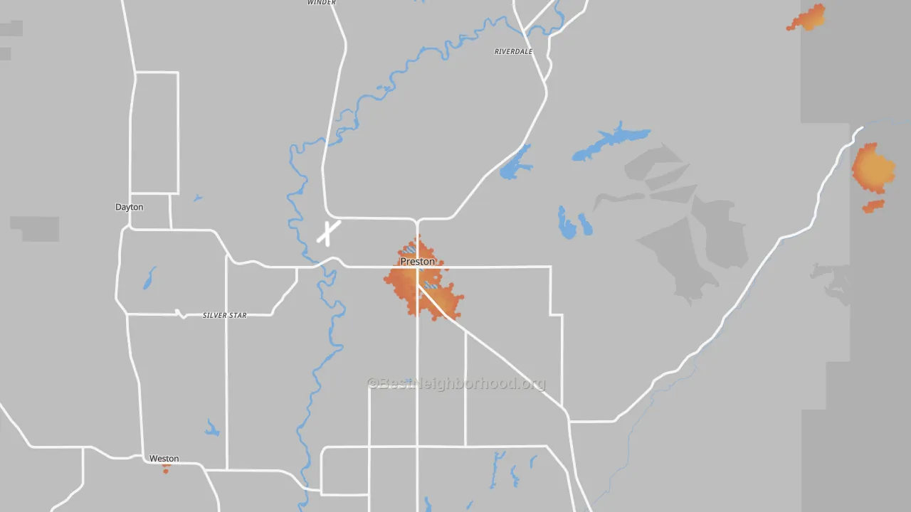Bike Grade map of Preston, ID