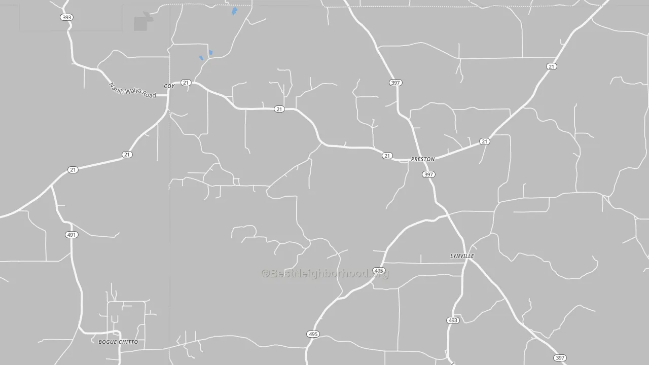 Bike Grade map of Preston, MS
