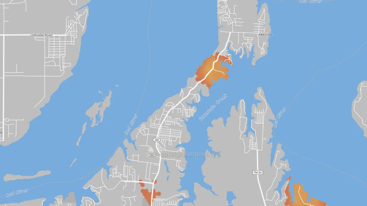 Bike Grade map of Preston, TX
