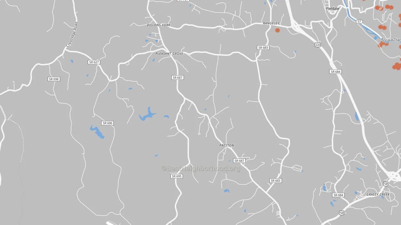 Bike Grade map of Preston, VA