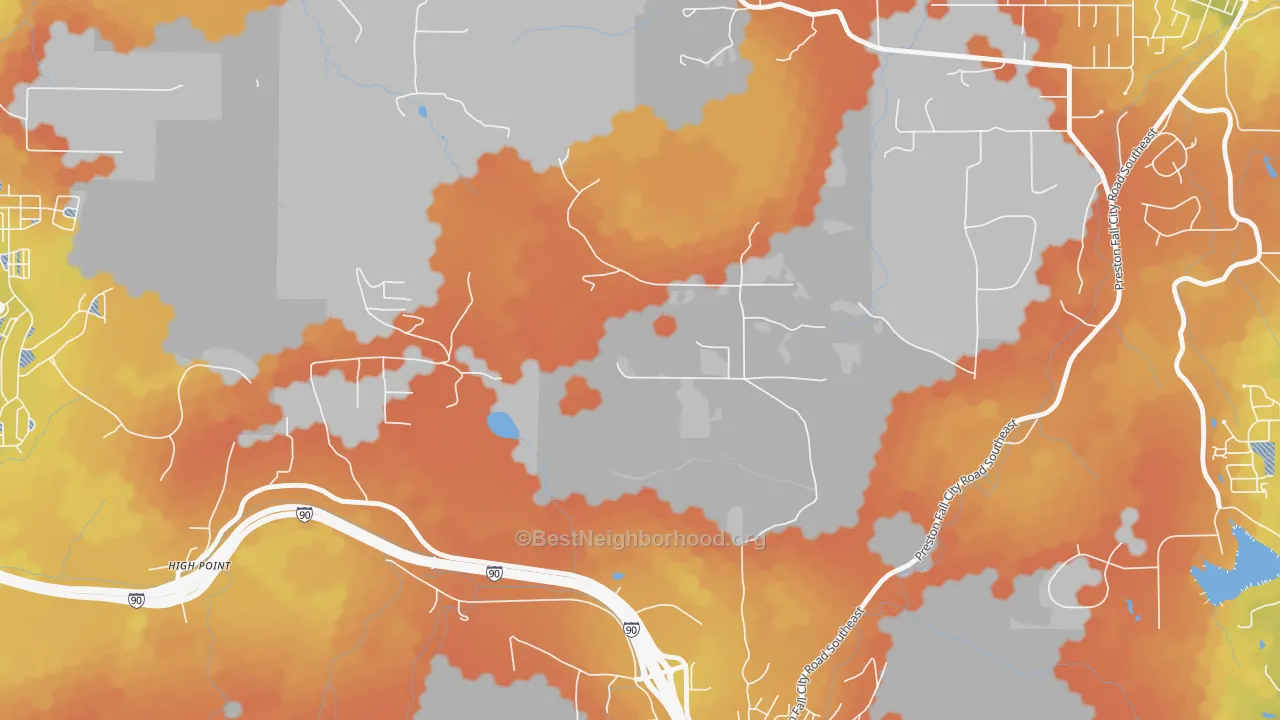 Bike Grade map of Preston, WA