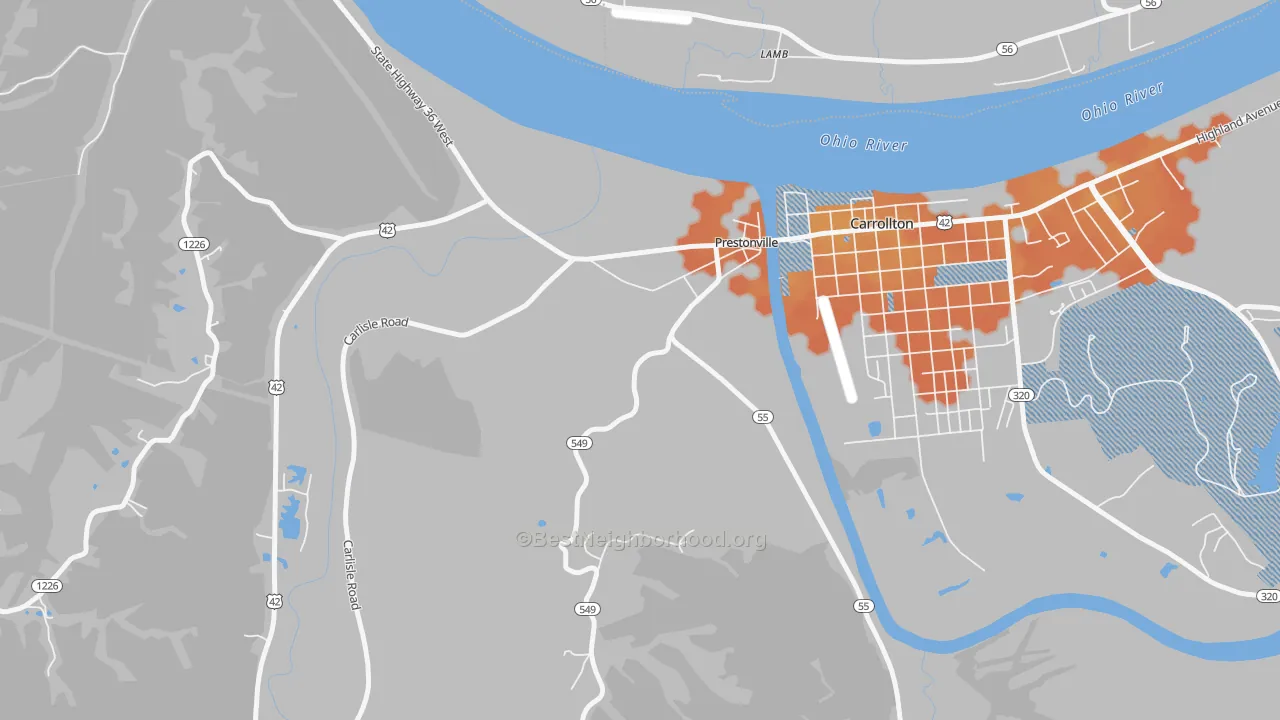 Bike Grade map of Prestonville, KY